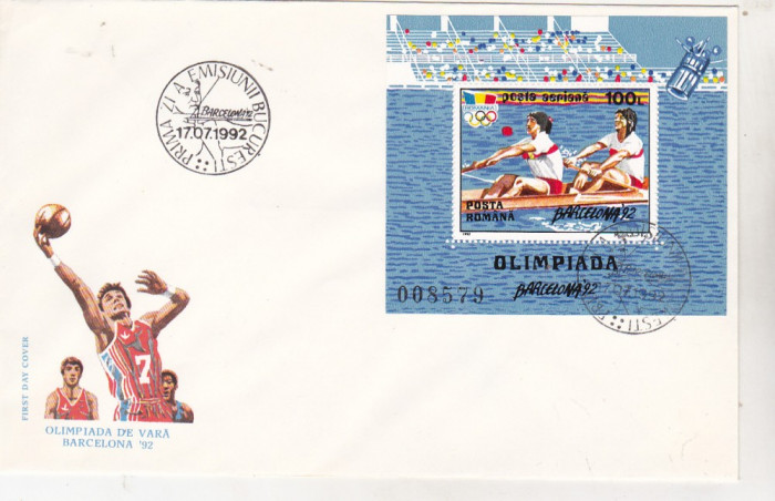 bnk fil FDC Romania 1992 - JO de vara Barcelona - LP1290