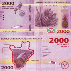 BURUNDI 2.000 francs 2015 UNC!!! foto