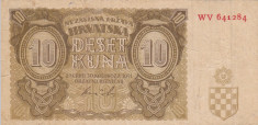 CROATIA 10 kuna 1941 serie cu 2 litere VF-!!! foto