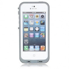 Toc subacvatic gri waterproof cu prelungitor casti iPhone 5 + folie foto