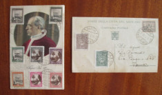 Lot 2 CARTI POSTALE VECHI VATICAN (cu 18 timbre POSTA VATICANULUI, 1944-1945) foto