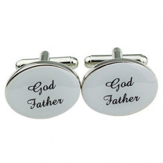 Butoni ovali GOD FATHER butoni de nas inox metal + cutie simpla cadou