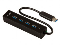 iTec HUB 4-port. USB 3.0 Advance fara adaptor alimentare, cu porturi USB, negru foto