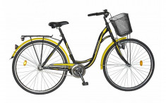 Bicicleta DHS Citadinne 2832 - Model 2015, negru/ galben, cadru 500 mm foto