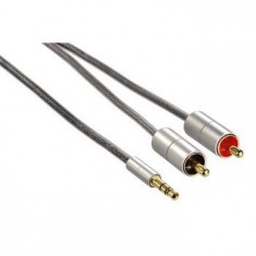 Hama Cablu audio 3.5mm-2xRCA Hama Aluline 80865, 2 metri, gri foto