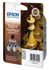 Epson Pachet 2 tonere inkjet negre Epson T0511 2x24ml, 2x900pag foto