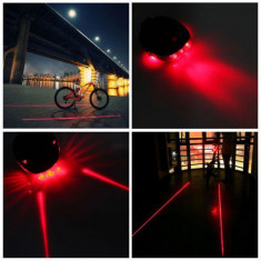 Stop bicicleta cu 5 led-uri si 2 raze laser + Baterii incluse !!! foto