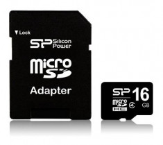 Card memorie Silicon Power Micro SDHC 16GB, Class 4 + adaptor SD foto