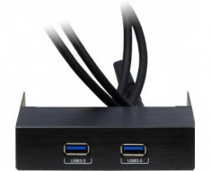 Inter-Tech panou frontal USB 3.0 pentru carcasa, 2 porturi foto