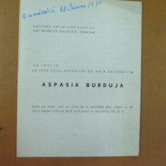 Aspasia Burduja catalog expozitie arta decorativa 1970 Buc galeria Balcescu