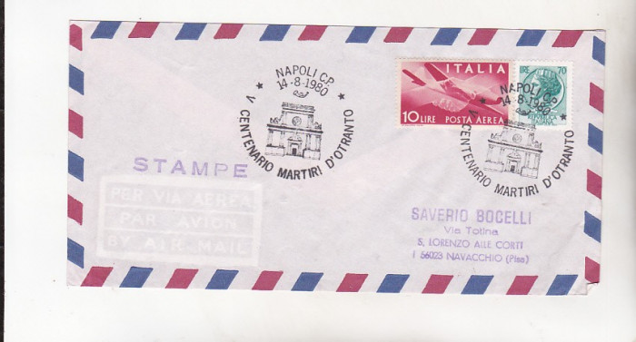bnk cp Italia 1804 plic special aerofilatelie Centenario Martiri d`Otranto