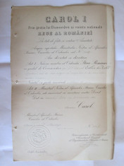 RAR! BREVET CAROL I STEAUA ROMANIEI COMANDOR 1897,SEMNAT D.STURDZA SI D.I.GHICA foto