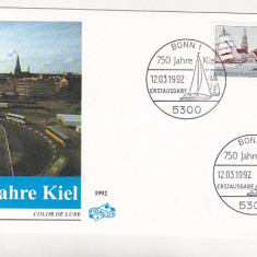 bnk fil Germania FDC 1992 - Kiel 750 ani
