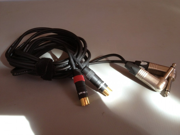 cablu audio cu mufe (2RCA si 2JACK la 90*) NEUTRIK - 5 M lungime / IMPECABIL