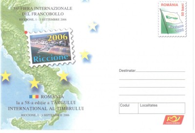 Targul International al Timbrului, Riccione 2006, intreg postal necirculat foto