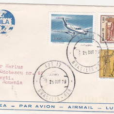 bnk fil Brazilia 1979 - aerofilatelie Interphila plic circulat Brazilia Romania