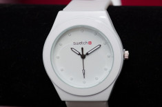 Ceas de dama Swatch Alb Sport - curea silicon - cutie cadou foto