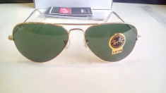 RAY BAN Aviator 3025 Rama Aurie-Lentila Verde foto