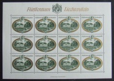 LIECHTENSTEIN - CASTELE, 4 X 12 VALORI IN 4 M/SH, NEOBLITERATE - LCT 004