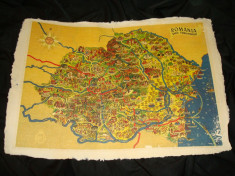Harta ONT turistica, model 1938 ROMANIA MARE repro pergament foto
