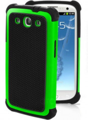 Husa silicon rigid protectie antisoc Samsung Galaxy S3 i9300 verde cu negru foto