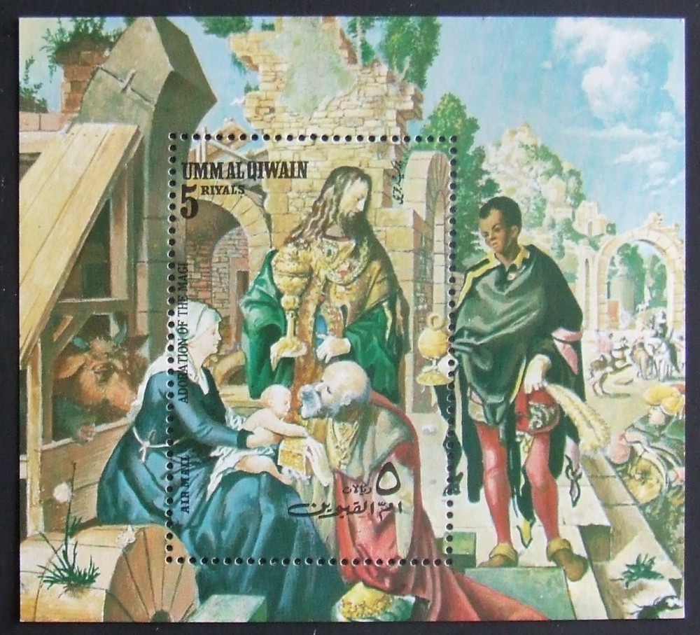 UMM AL QIWAIN - PICTURA INCHINAREA MAGILOR 1 S/S DANTELATA, NEOBLIT ...