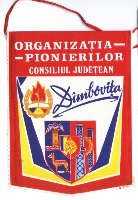 FANION PIONIERI ORGANIZATIA PIONIERILOR CONSILIUL JUDETEAN DAMBOVITA foto mare FANION PIONIERI ORGANIZATIA PIONIERILOR CONSILIUL JUDETEAN DAMBOVITA foto mare