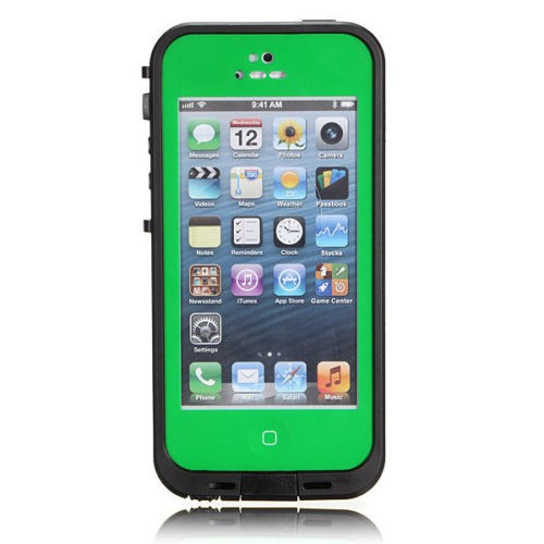 Toc subacvatic verde impermeabil cu prelungitor casti audio iPhone 5 + folie