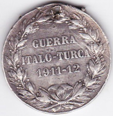 Medalie argint razboiul italo-turc 1911-1912 GUERRA ITALO-TURCA foto