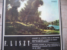 Liszt - Concertul 2 pt pians &amp;amp; orchestra / Rapsodia Ungara nr. 2, vinil foto