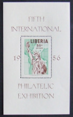 LIBERIA 1956 - EXPOZITIE FILATELICA, 1 S/S NEOBLITERATA - E0537 foto