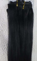 EXTENSII PAR 100% NATURAL CLIP ON BRUNET / NEGRU40-43CM foto