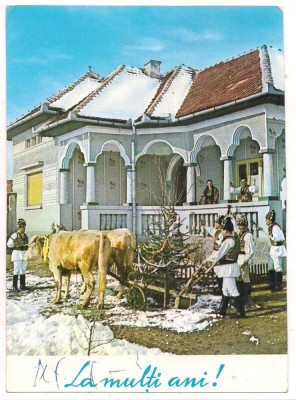 % carte postala (marca fixa)-FELICITARE-Costum popular-obiceiuri de iarna foto