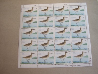 Feroe 1977 fauna pasari MI 28-30 MNH w03 coli intregi foto