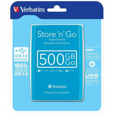 Hard disk extern VERBATIM Store n Go 500GB 2.5 inch USB 3.0 Java Blue foto