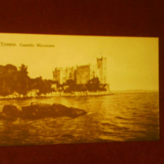 Carte postala interbelica Trieste, Castello Miramare,Italia, necirculata