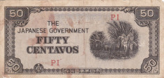 OCUPATIA JAPONEZA IN FILIPINE 50 centavos 1942 VF!!! foto