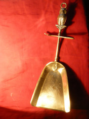 Faras pt.Cenusa din Soba - cu ornament Bufnita pe Maner , suport ,bronz ,29 cm foto