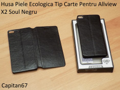 Husa Piele Ecologica Tip Carte Pentru Allview X2 Soul Negru foto