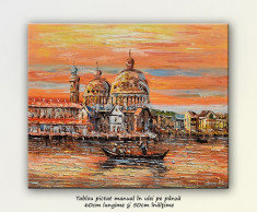 Peisaj venetian (4) - pictura in cutit, 60x50cm, livrare gratuita in 24-48h foto