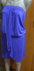 Rochie scurta albastra fara bretele decoratii bilute bust SOUTH ASOS M foto