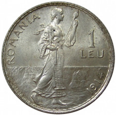Romania - 1 LEU 1914 UNC HAMBURG - Luciu de monetarie - Piesa de colectie! foto