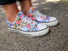 Tenesi/Tenisi Converse All Star Dama Fete Ieftini Flori Floricele Floral Albi 39 foto