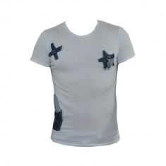 Tricou Zara Men - Fashion - Alb Stars - Din bumbac - Toate Masurile E509 foto