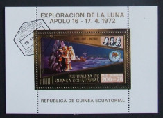 GUINEEA EQ. 1973 - APOLLO 16 1 S/S ,OBLITERATA CU FOLIE AUR - GEQS 040 foto