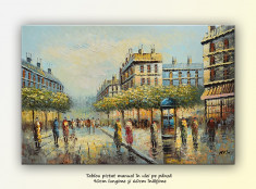 Paris - bulevard animat 1 - tablou ulei pe panza 90x60cm foto