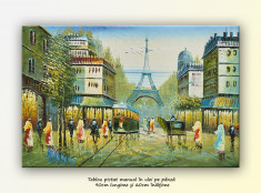 Paris - bulevard animat 3 - ulei, in cutit, 90x60cm foto