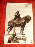 Ilustrata Cluj - Statuia lui Matei Corvin circ. 1944 ,stamp. publicitara propag., Circulata
