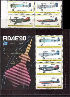 CHILE 1990, Aviatie, serie neuzata, MNH foto