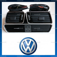 Grile ventilatie VW Passat B6, CC, B7 - cu iluminare LED si ornament CROM foto